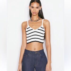 Frame black and white striped ribbed bralette tank size s NWT